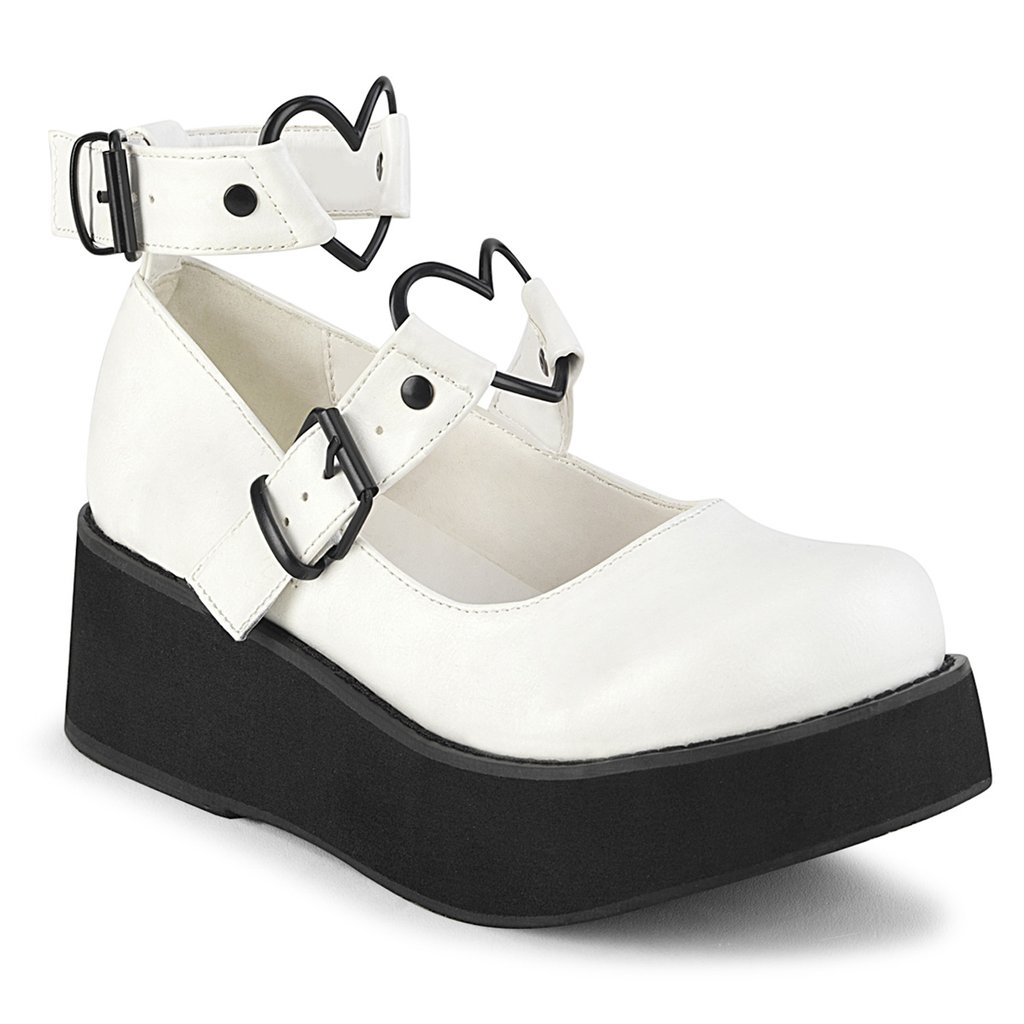 Chaussures Plateforme Demonia Sprite 02 Vegan Cuir Femme - Blanche 51743-VFDN